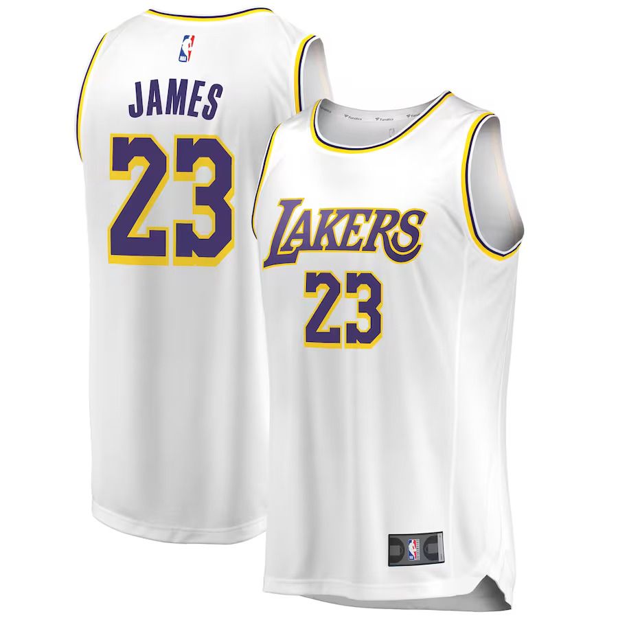 Men Los Angeles Lakers 23 LeBron James Fanatics Branded White Fast Break Replica NBA Jersey